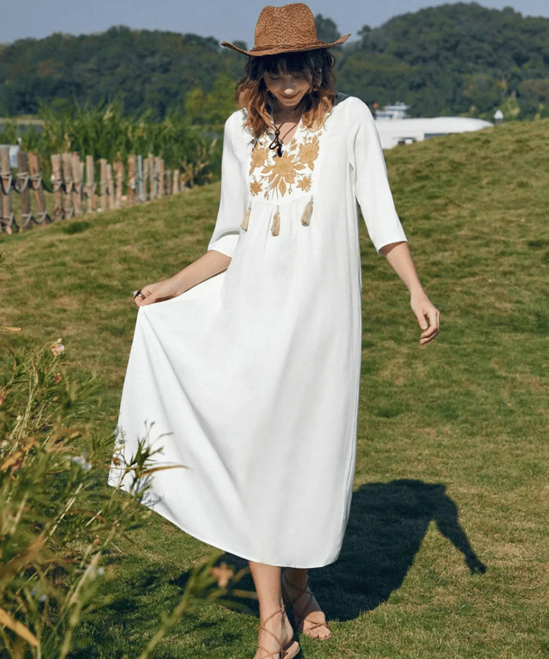 Robe Blanche Vintage Bohème