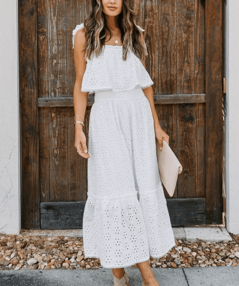 Robe Bohème Blanche Hippie En Dentelle