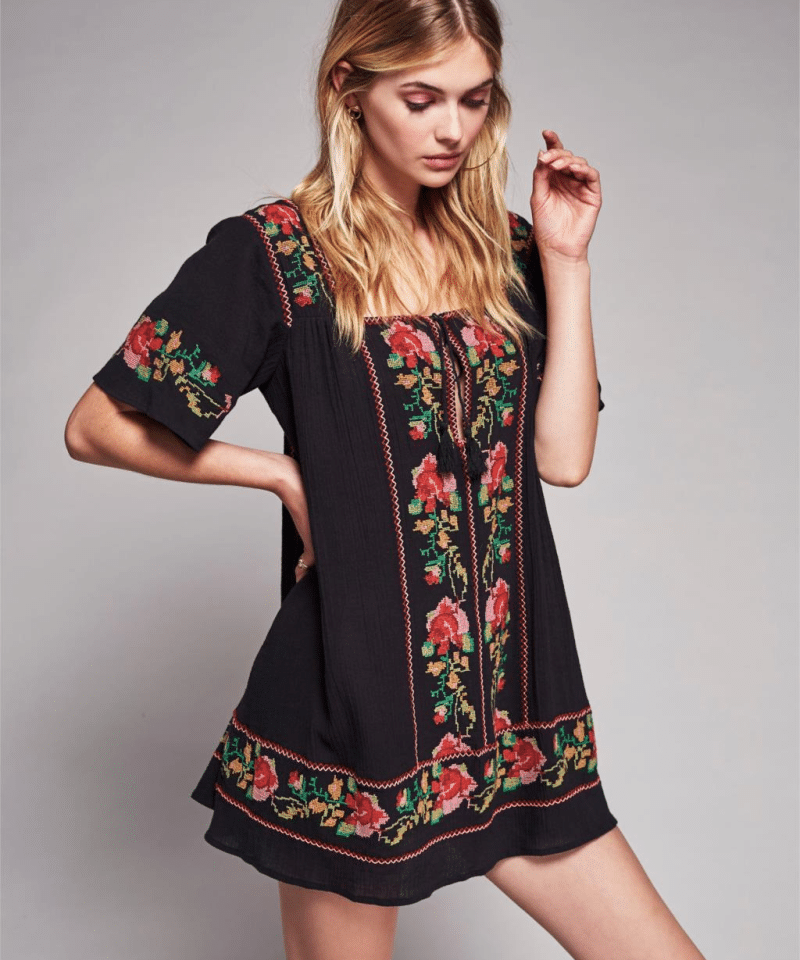 Robe Bohème Noir Courte