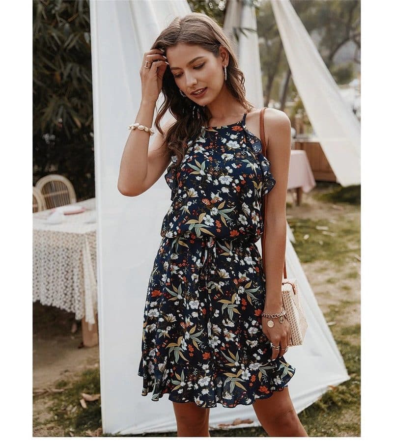 Robe Bohème Noire Fleur