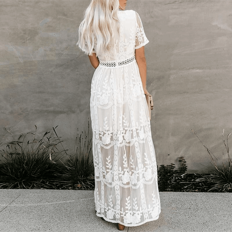 Robe Champêtre Blanche Dentelle