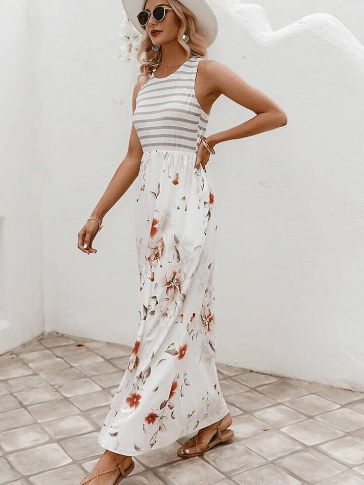 Robe Cocktail Blanche Longue Bohème Champêtre