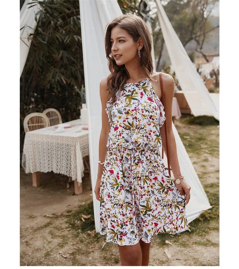 Robe Hippie Blanche Fleurie