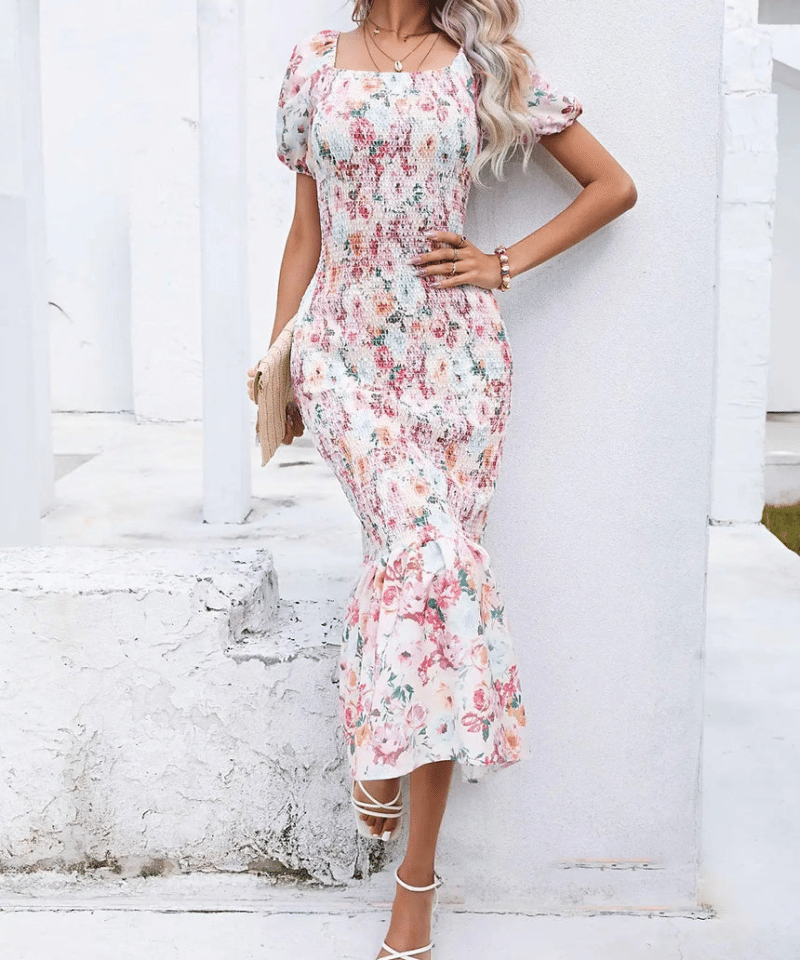 Robe Longue Bohème Blanche Fleurie