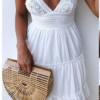 Robe de plage blanche courte avec broderie