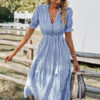 Robe bohème rayée bleue