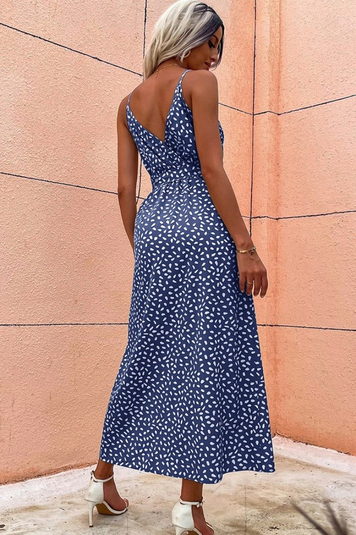 Robe Bohème Chic Fines Bretelles Bleu Marine – Image 3