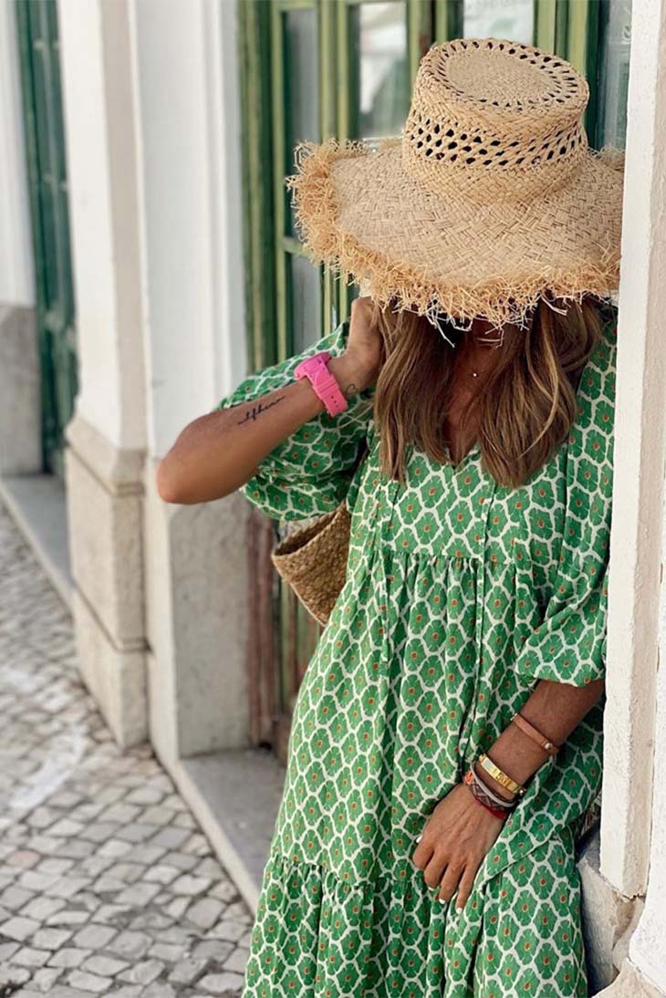 Robe Longue Verte Bohème – Image 2