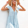 Robe courte bohème bleu clair pour femme