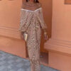 Robe Longue Sequins Caramel