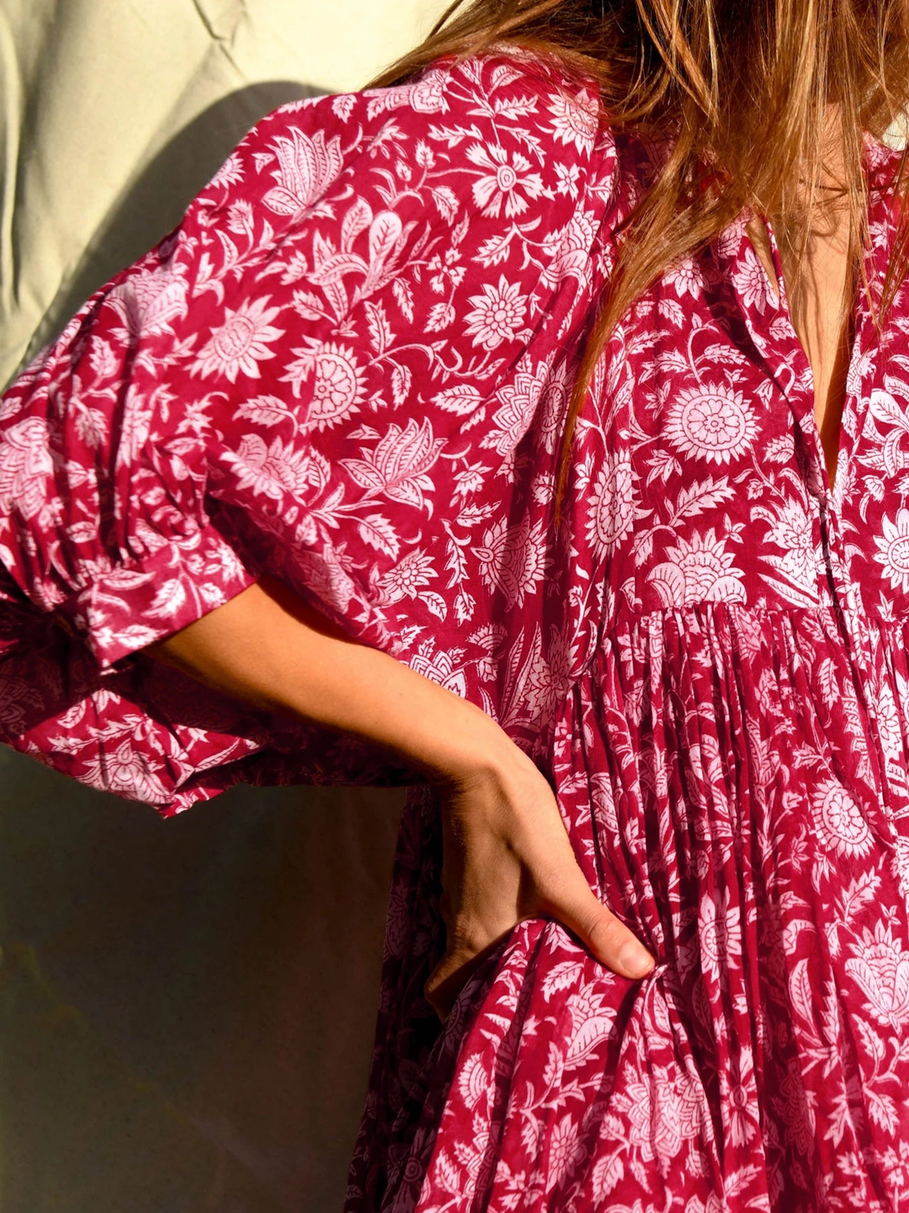 Robe ample florale rose – Image 3