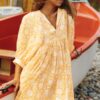 Robe ample florale jaune