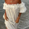 Robe Blanche Chic en Coton sans Manches