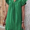 Robe Mini en Mousseline Vert Emeraude