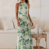 Robe Tendance Boheme Verte Dos Nu