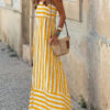 Robe boheme longue a rayures jaune