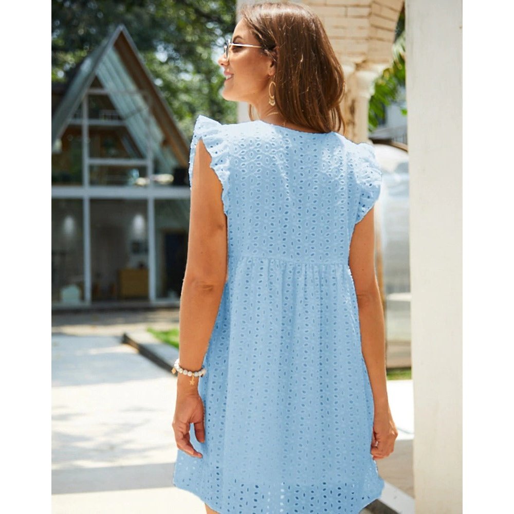 Robe Bohème Droite Bleu Ciel – Image 3