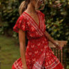 Robe Bohème Rouge Cache Cœur