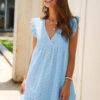 Robe Bohème Droite Bleu Ciel