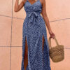 Robe Bohème Chic Fines Bretelles Bleu Marine