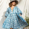 Robe ample florale bleu