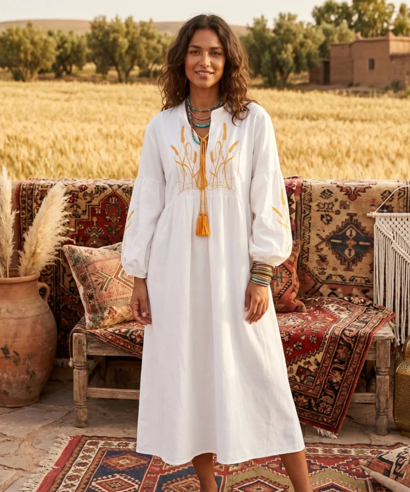 Robe blanche longue boheme