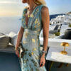 Robe bohème cocktail bleu chic