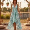 robe bleu turquoise boheme