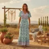 robe longue bleue bohème