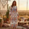 robe boheme longue manche longue