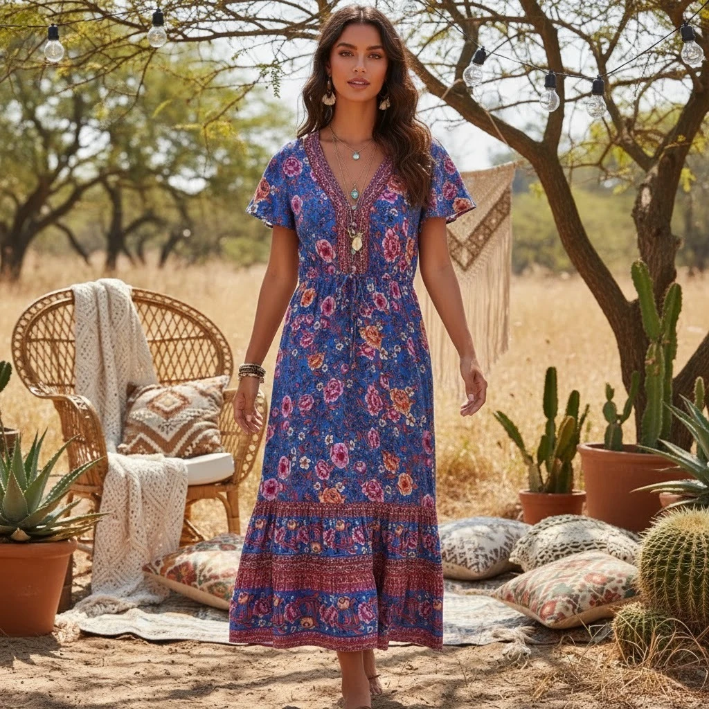 Robe longue bohème florale