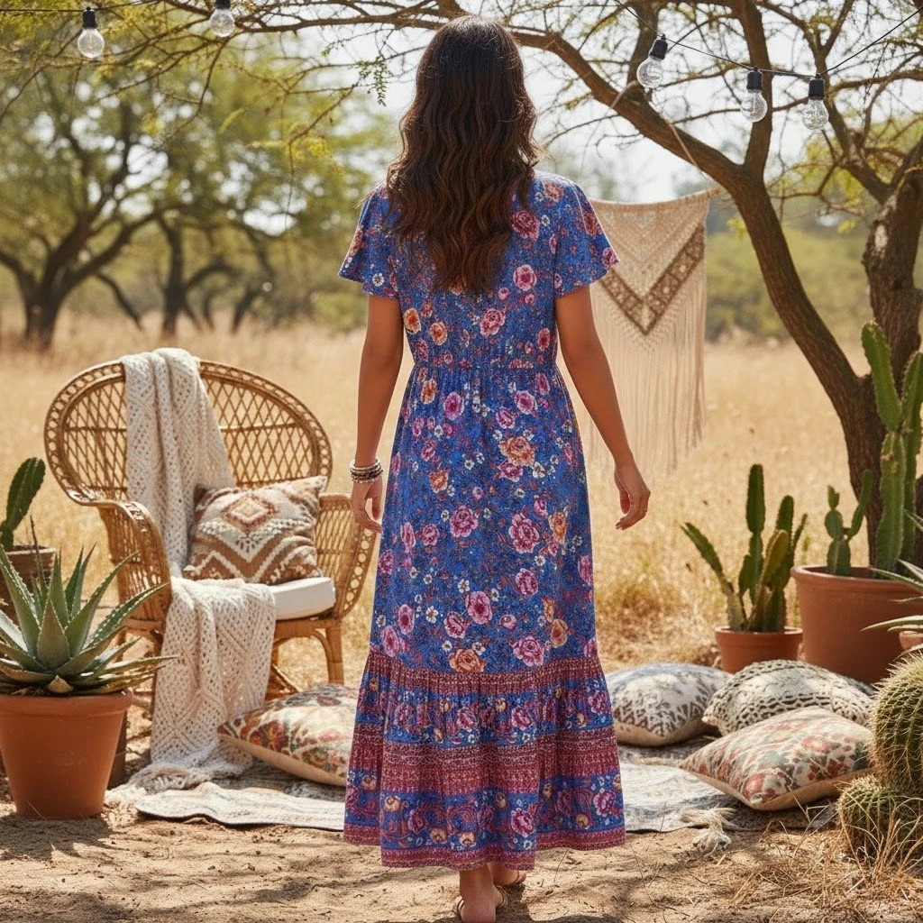Robe longue bohème florale – Image 2