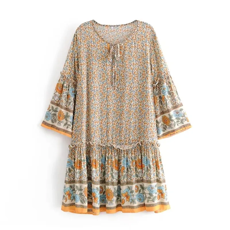 robe boheme courte manche longue – Image 2