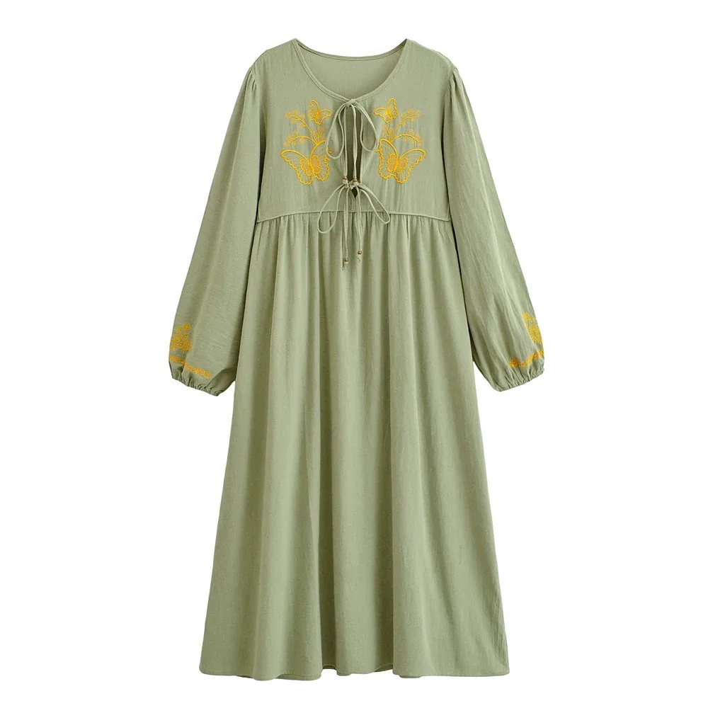 Robe longue boheme verte – Image 2