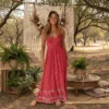 Robe longue boheme rouge