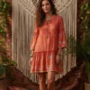 robe boheme courte rouge