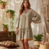 robe boheme courte manche longue