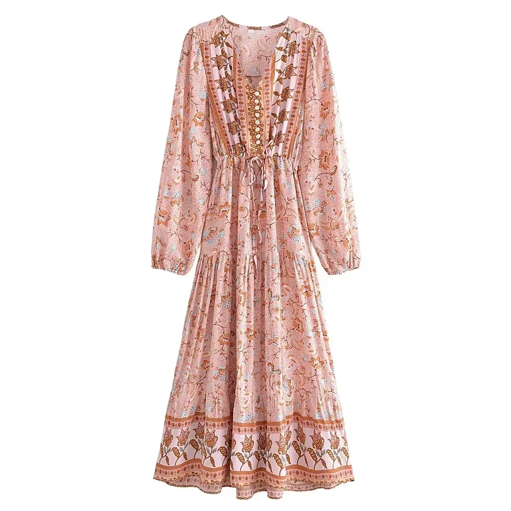 robe longue boheme rose – Image 2