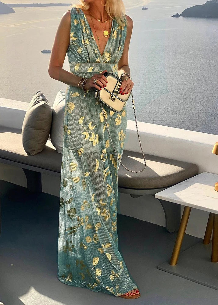 Robe bohème cocktail bleu chic – Image 2
