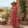 robe longue rouge boheme