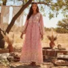 robe longue rose poudré bohème