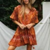 Robe longue boheme orange