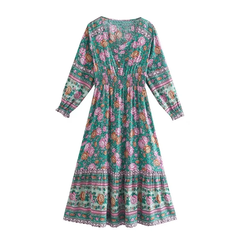 robe boheme vert emeraude – Image 3