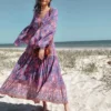 Robe longue violette bohème