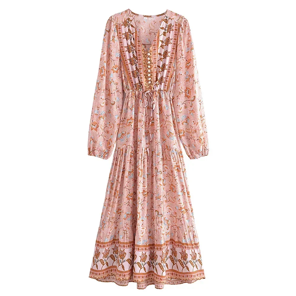 robe longue boheme rose – Image 4