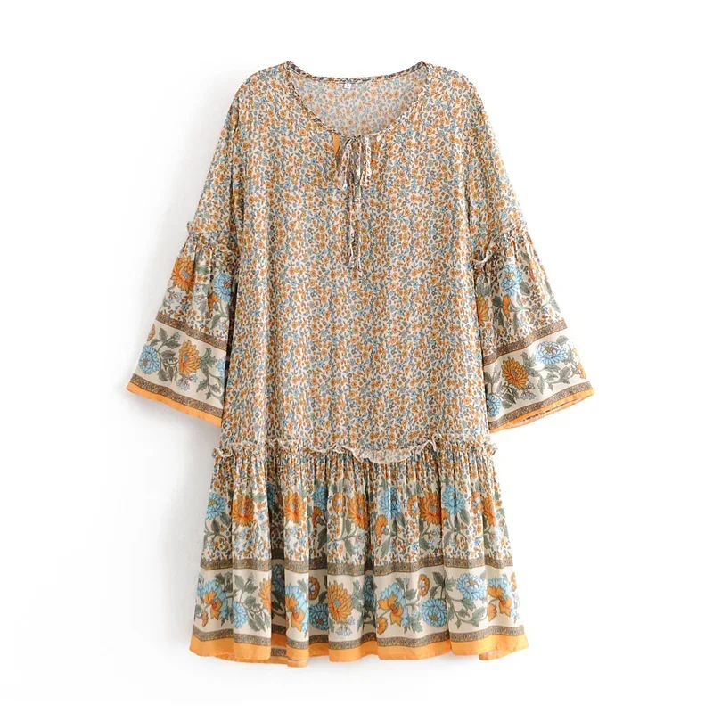 robe boheme courte manche longue – Image 3