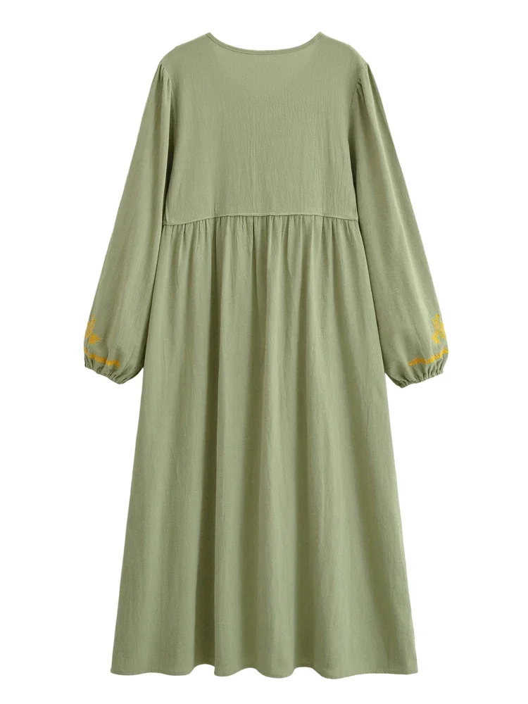 Robe longue boheme verte – Image 3