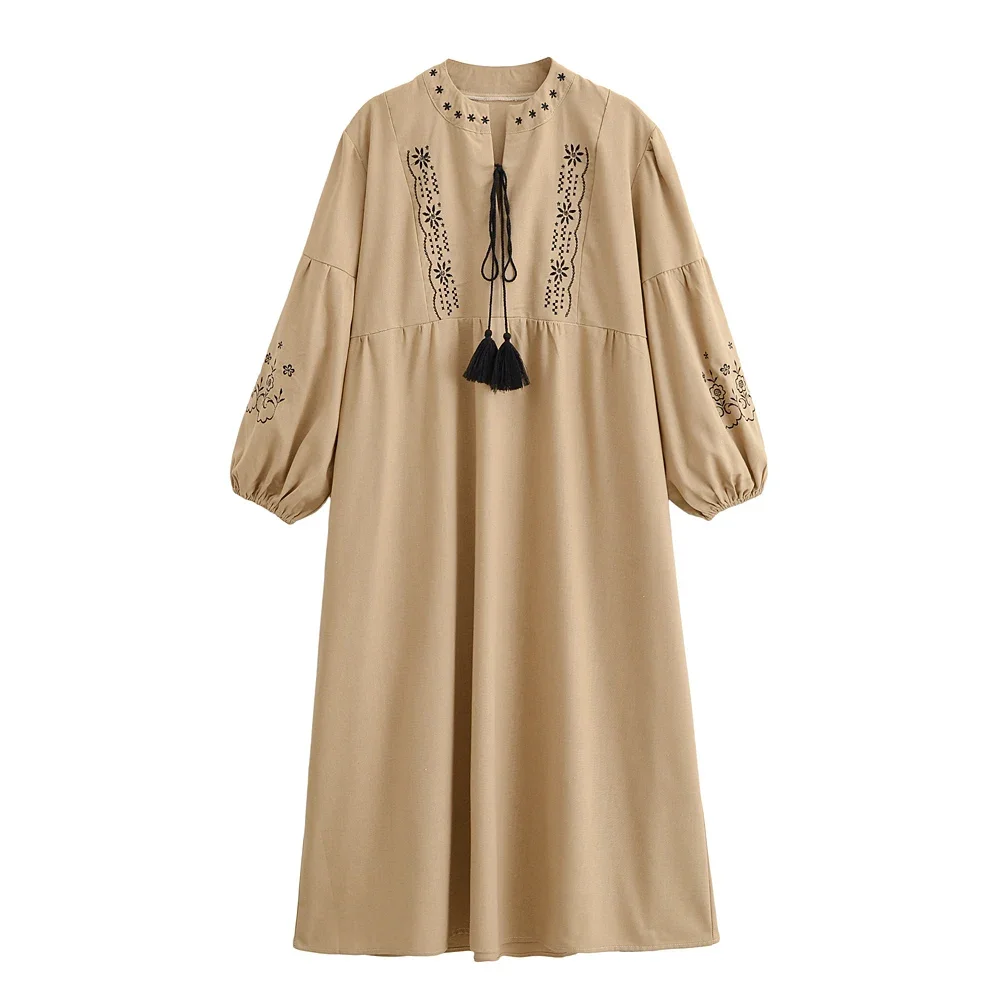robe longue boheme chic beige – Image 2