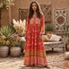 robe boheme rouge longue