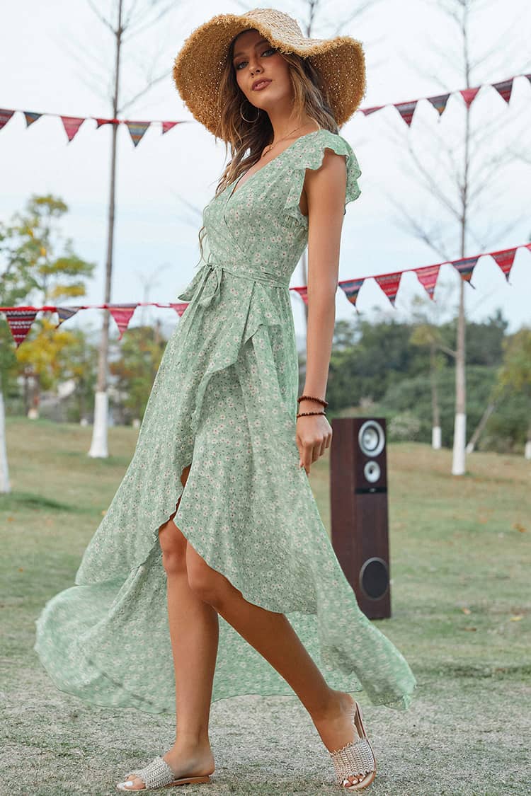 Robe De Soirée Longue Champêtre Verte – Image 3